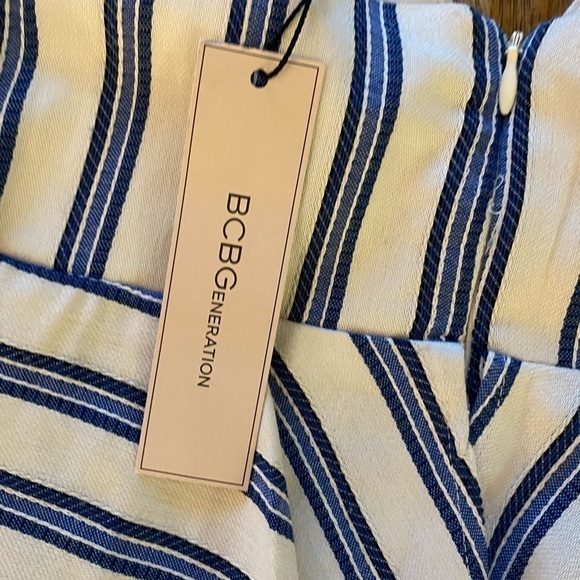 BCBG Generation Size 2 small striped peplum jumpsuit with flare leg new … - Picture 3 of 10